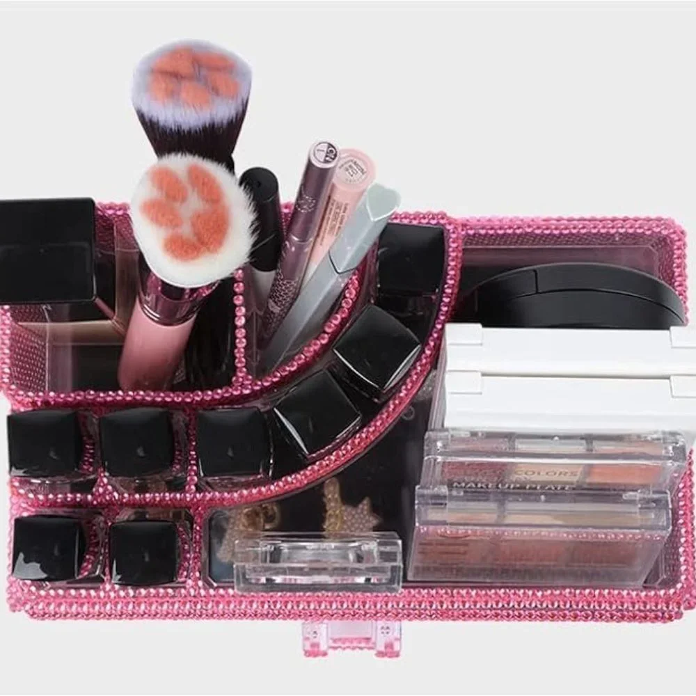 NWT Sparkling Bling Swarovski Crystal Rhinestone Cosmetic Organizer Jewe…
